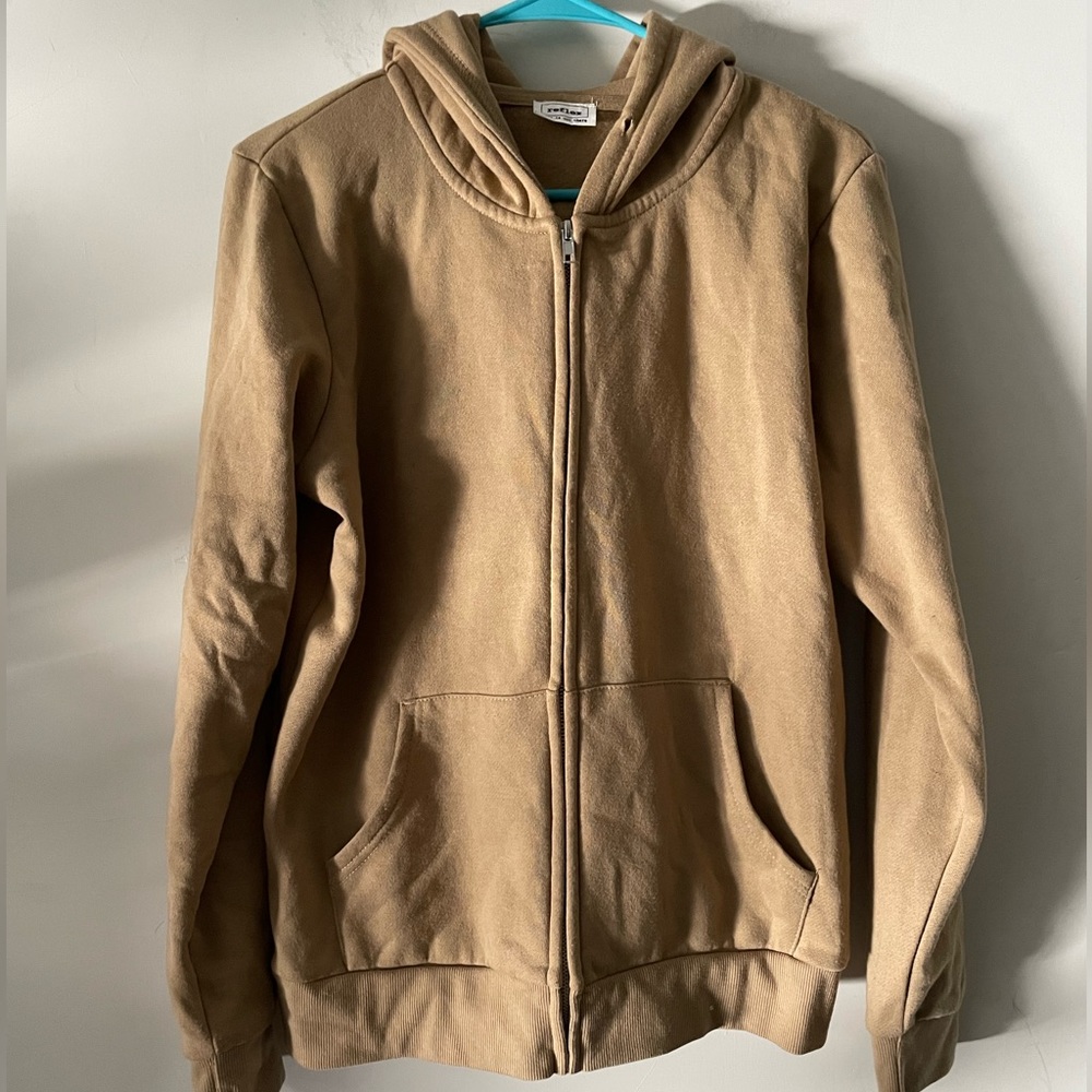 Reflex Hooded Sweatshirt Women’s Large Hoodie Full Zipper Gold Thick Soft Cotton